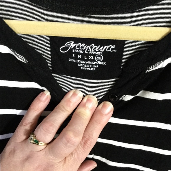 Black tee with white stripes. Figure flattering! - Picture 3 of 3